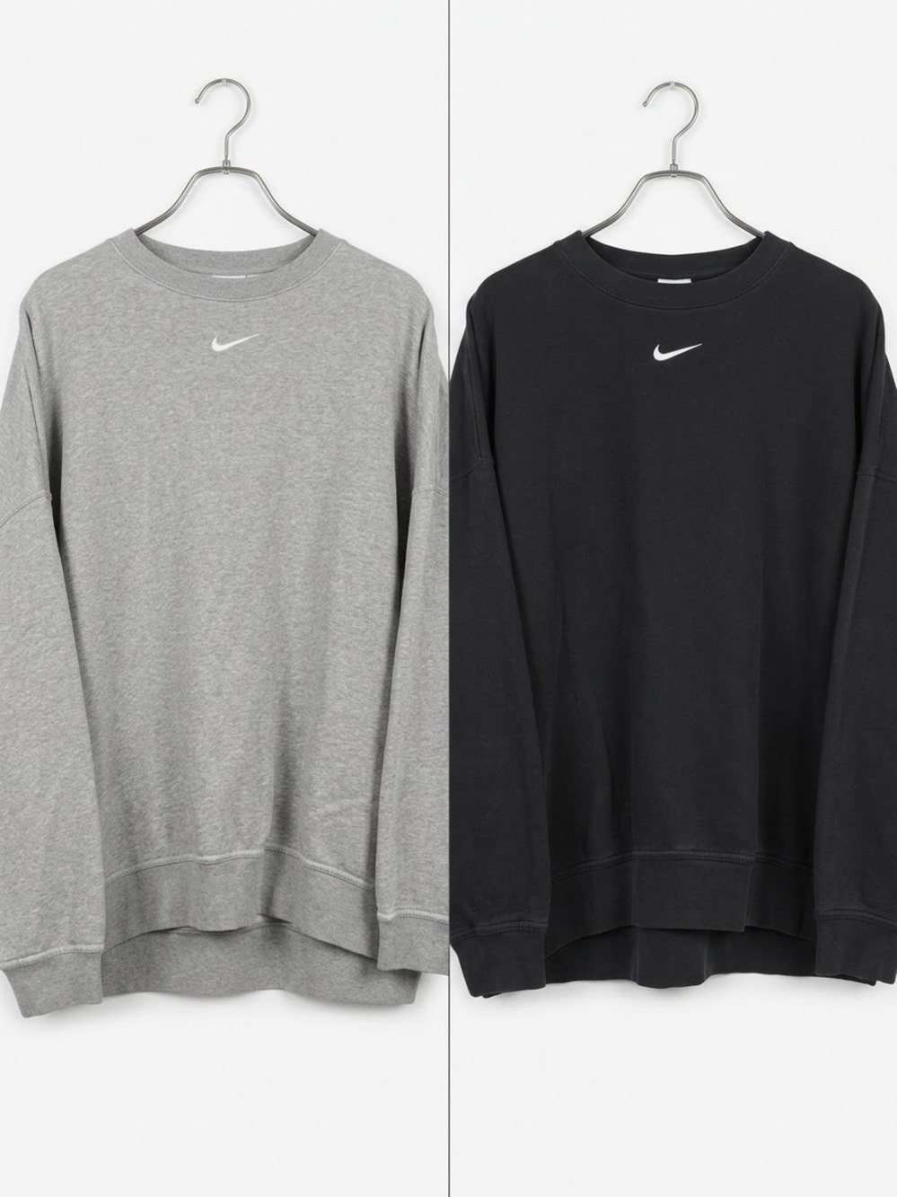NIKE ESSENTIALS OVER-OVERSIZED FLEECE SWEATSHIRT Black & Grey